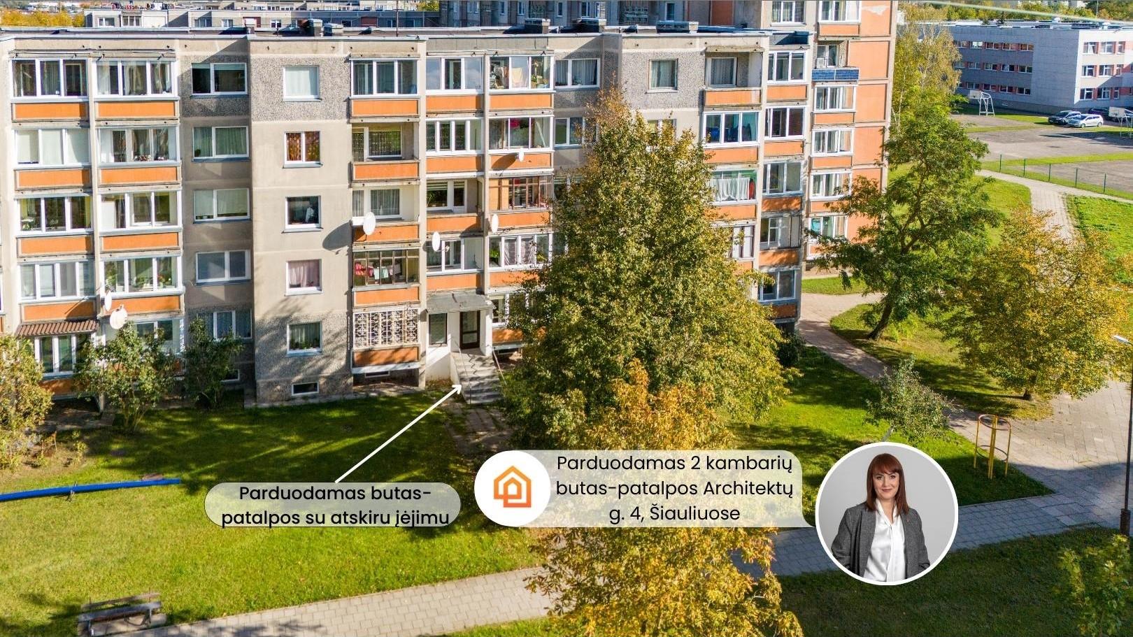 Parduodamas 2 kambarių butas arba patalpos su atskiru įėjimu Architektų g. 4, Šiauliai