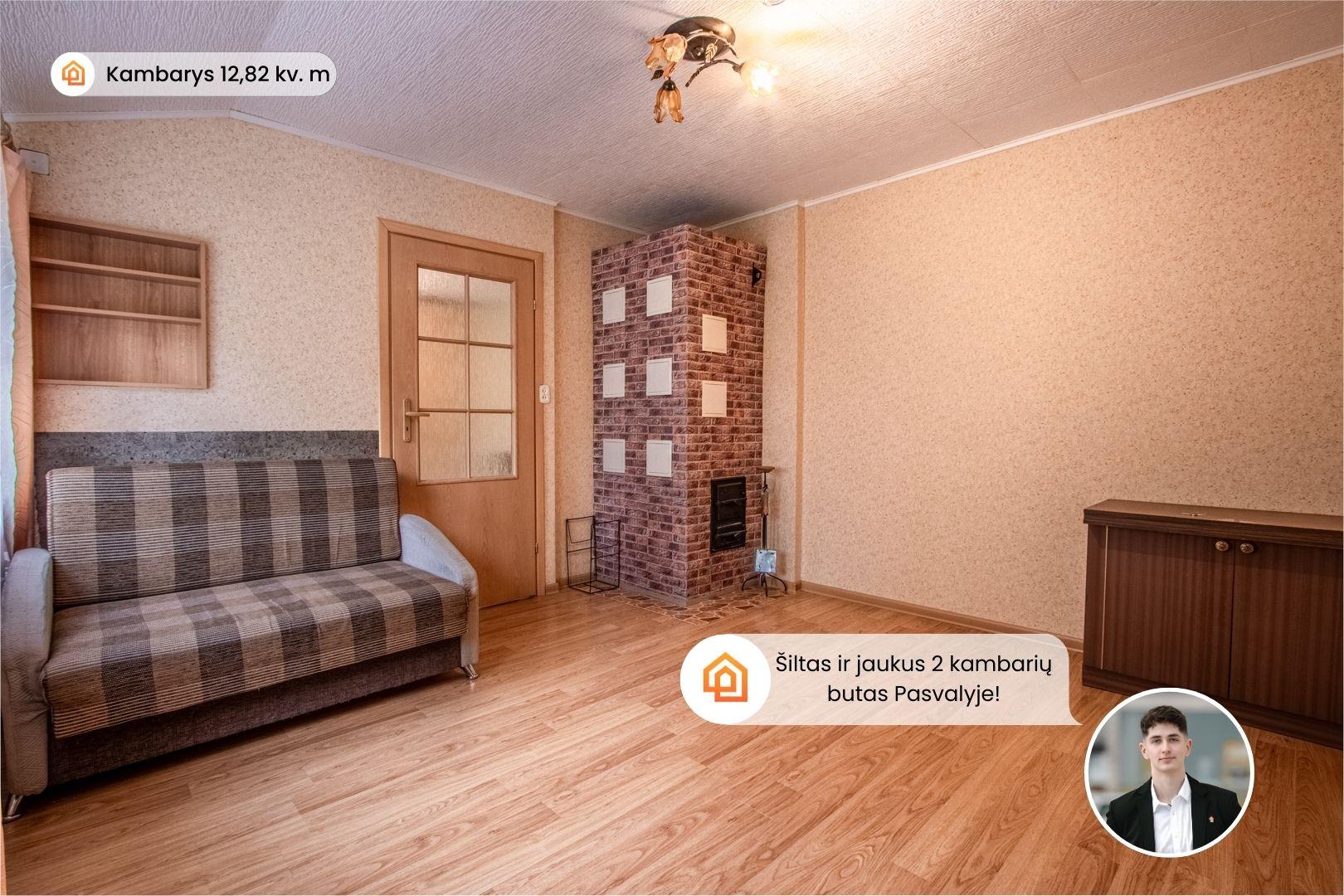 Parduodamas kompaktiškas 2 kambarių butas Biržų g. 95-2, Pasvalyje, kuriame galėsite gyventi su mažais išlaikymo kaštais!