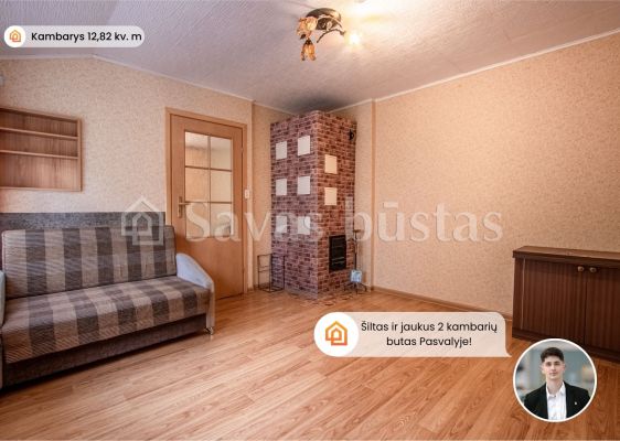 Parduodamas kompaktiškas 2 kambarių butas Biržų g. 95-2, Pasvalyje, kuriame galėsite gyventi su mažais išlaikymo kaštais!
