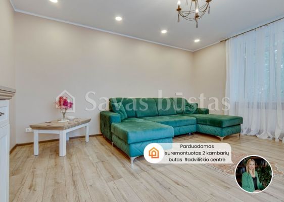 Parduodamas suremontuotas 2 kambarių butas renovuotame name Radviliškio centre